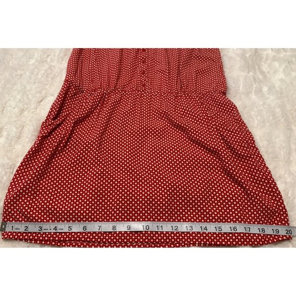 Gap Blouson Stretch Dress Red w/Side Pockets Geometric 100% Rayon Junior Size M - Picture 11 of 15